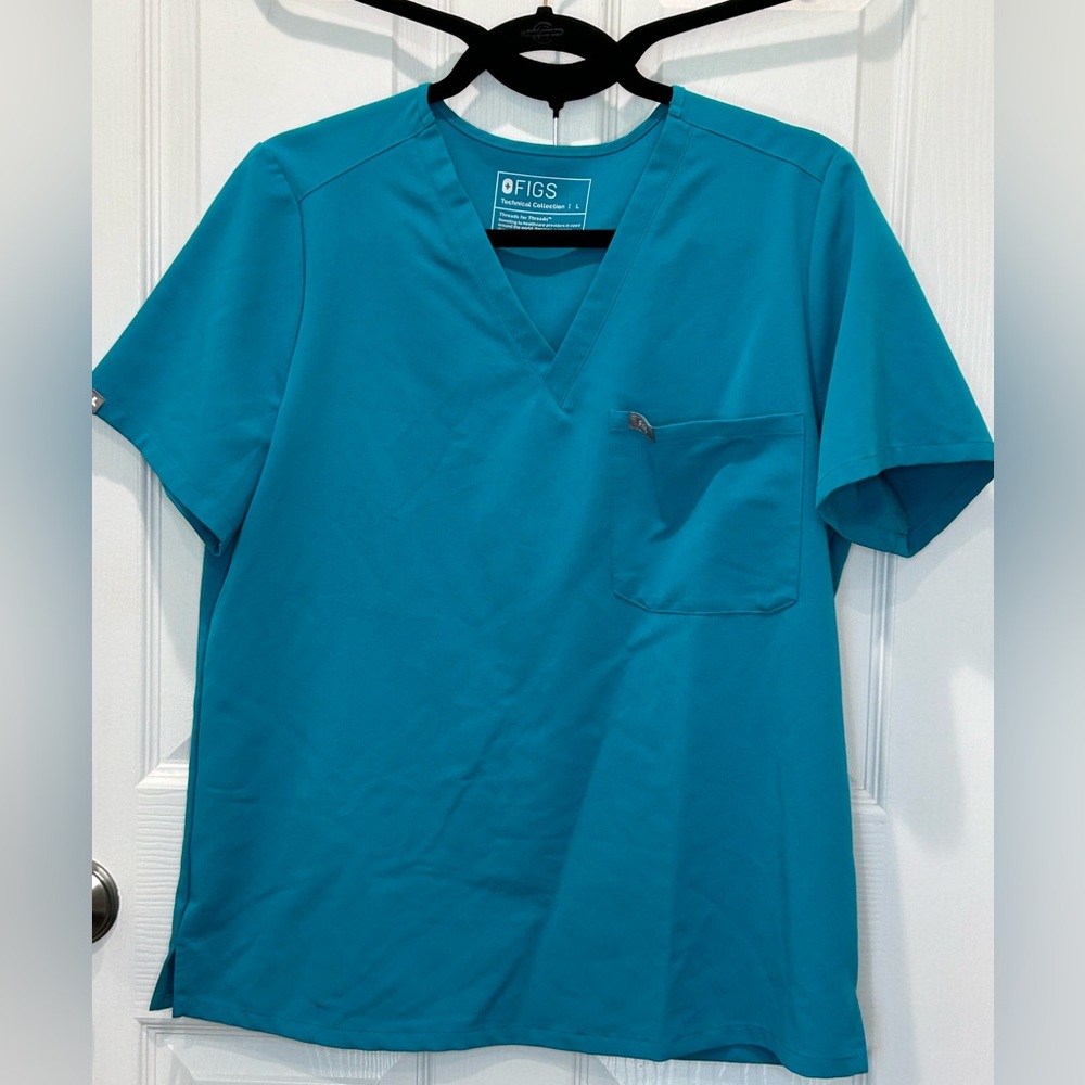 Figs Teal Catarina Scrub Top L